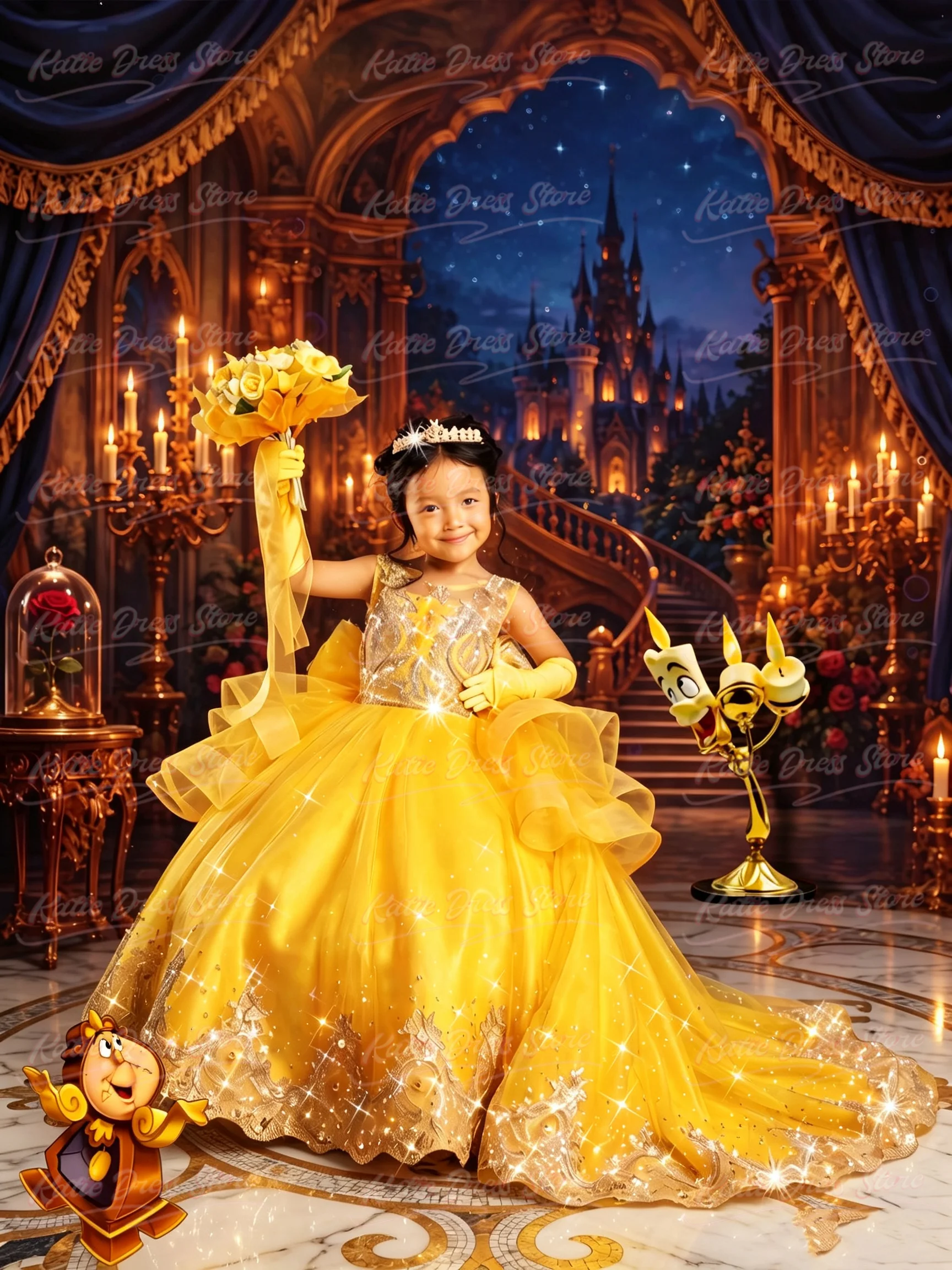 Yellow Customized Flower Girl  - Embroidery Yellow Flower ulasan dan harga