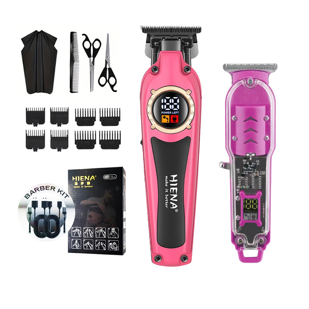 

Professional Men's Hair Clipper Zero-Gap Coated T-Blade LED Display Wireless USB Charging Styling Trimmer for Men