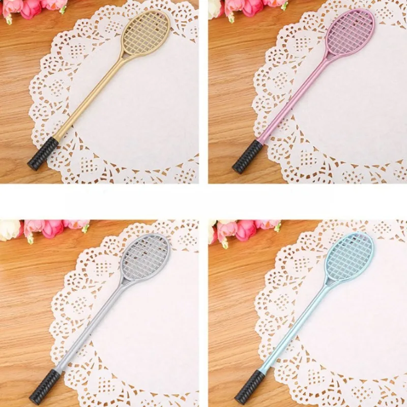 10/20/30 قطعة أقلام مبتكرة على شكل مضرب تنس، حبر أسود 0.5 مم، أقلام كتابة بلاستيكية رفيعة النقاط، هدية للعائلة والأصدقاء