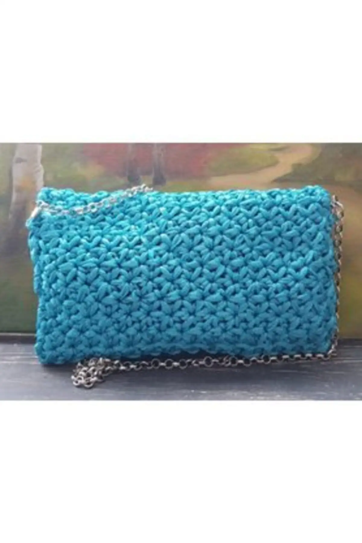 Uras Mesh Bag Portfolio Women Hand-Knitted Handbag Women bag Shoulder Bag Handmade