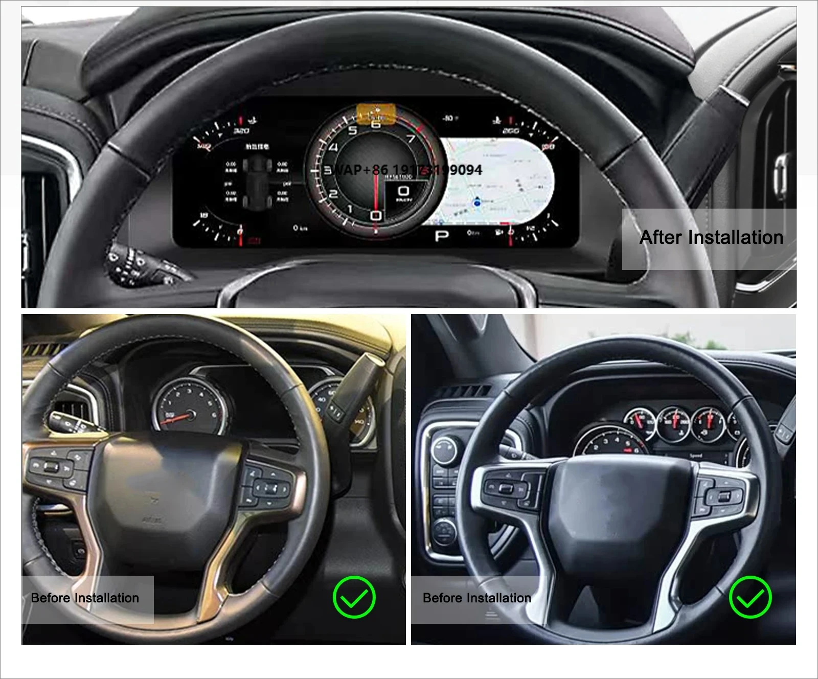 LCD Digital Cluster Virtual Cockpit for Silverado GMC 2019-2024 LCD Instrument Panel Car Speed Meter