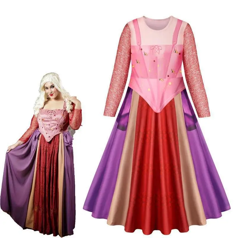 Hocus pocus 2 traje sarah sanderson irmãs cosplay traje vestido roupas crianças meninas halloween carnaval