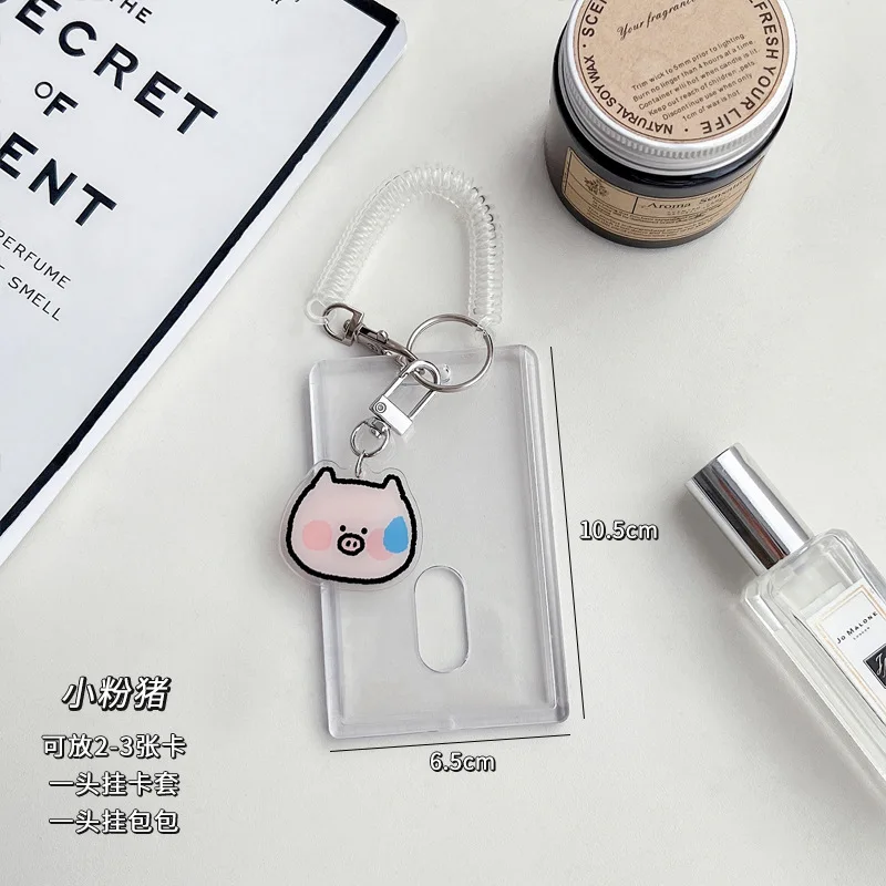 Cartoon Transparent Acrylic 3 Inch Card Holder Keychain Kpop Kawaii Photocard Idol Photo Protector Student Meal Card Id Sleeves