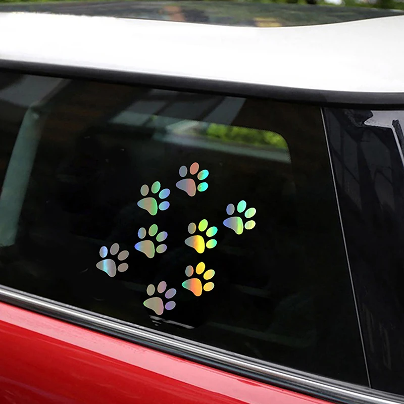 

{MX} 8Pcs Cute Cat Paw Bicycle Frame Reflective Stickers DIY Road MTB Bikes Vinyl Decals Motor Helmet Decor Stickers