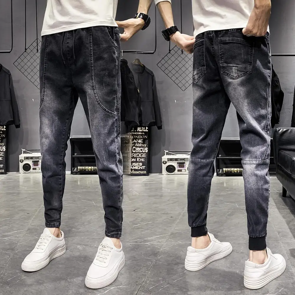 Men's Jeans 2022 Spring Summer Fashion Casual Hip Hop Streetwear New Korean Trend Slim Feet Pants Casual Wild Teen Trousers