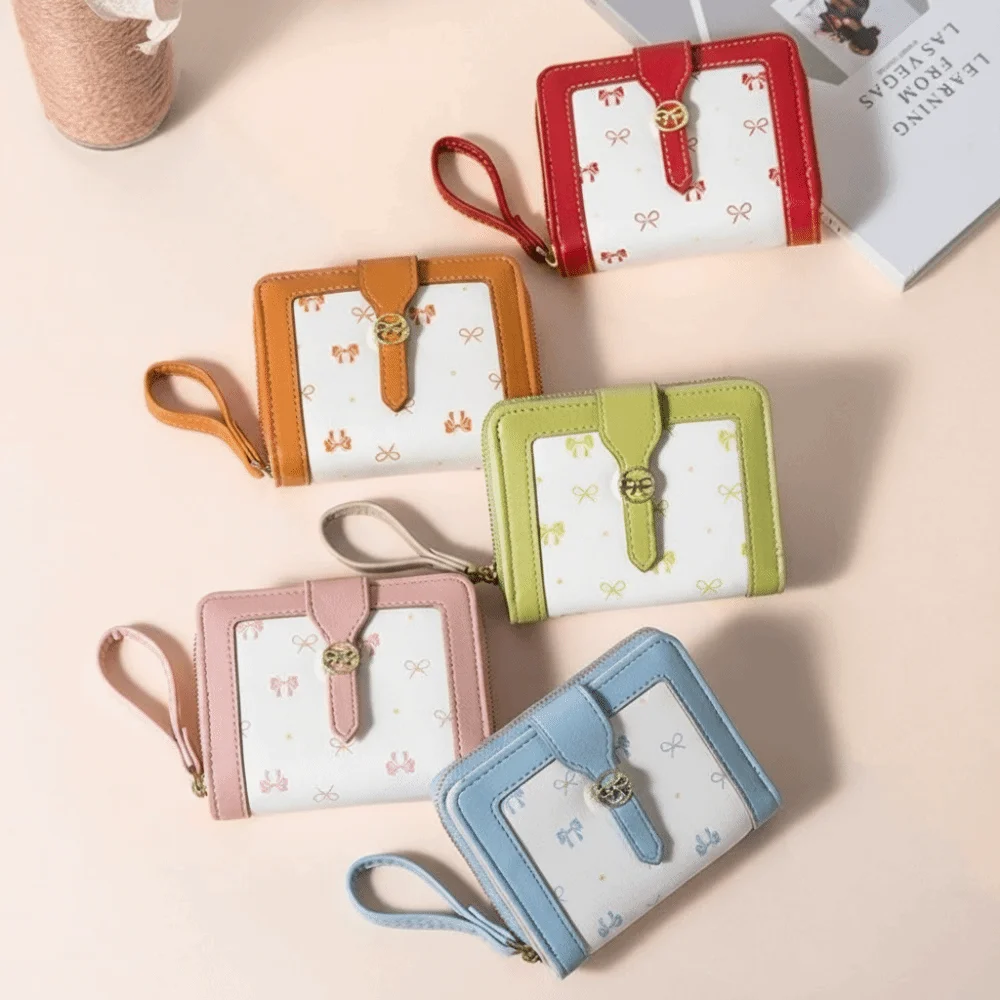 

Стильный кошелек с бантом большой вместимости, многослойный, прочный, для карт, модный кошелек для монет, подарок