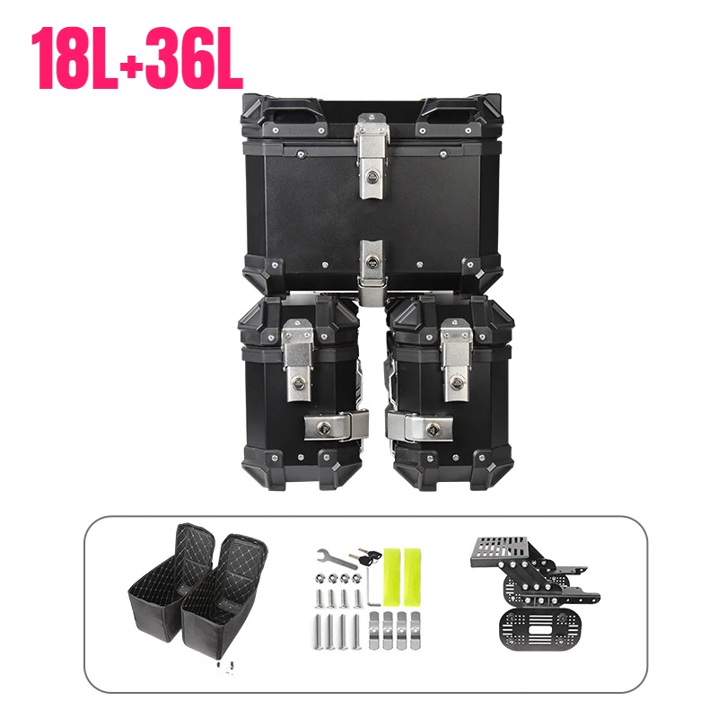 18L Motorcycle Side Box Motorbike Side Saddle Bags Luggage Case Saddlebags Storage Trunk Key Lock Aluminum Toolbox Edge Boxes