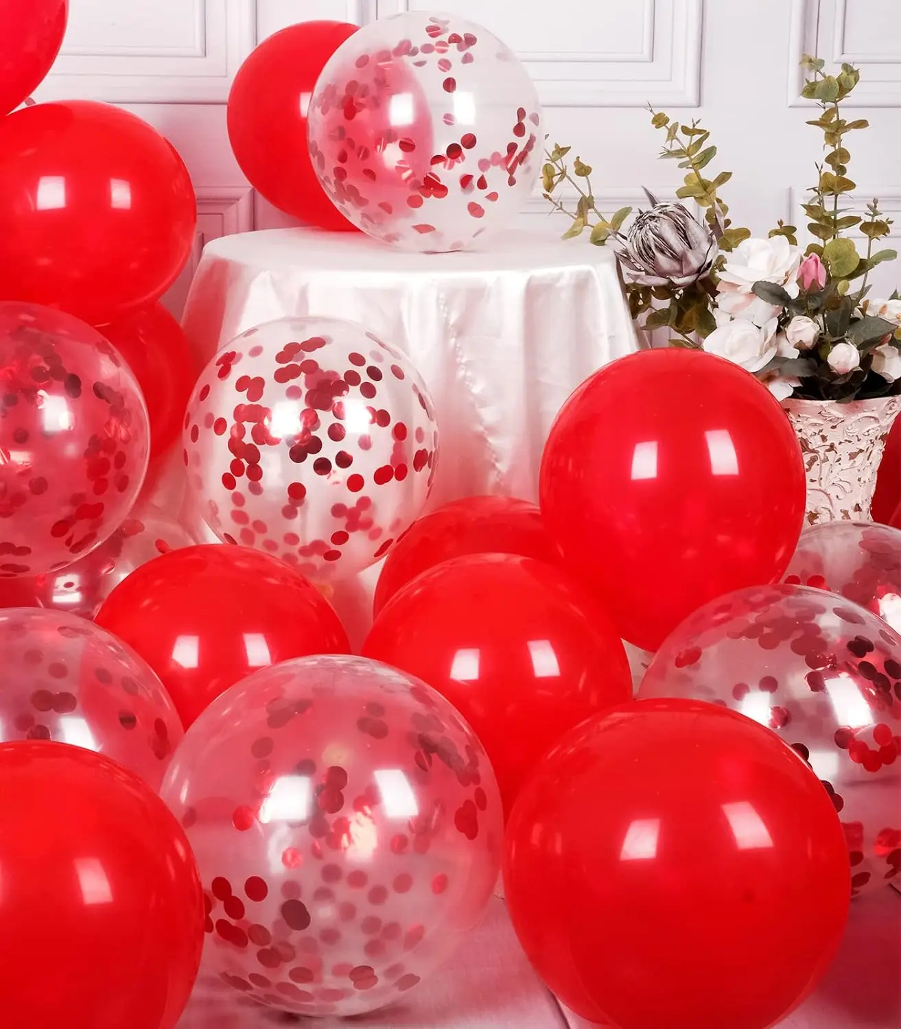 40pcs 12 inch red sequins and red latex balloon set, birthday, wedding, Valentine\'s Day, party decoration balloons