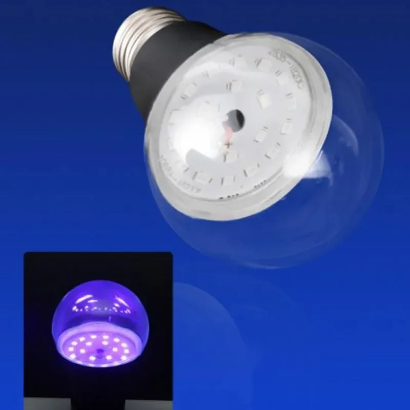 블랙라이트 전구 9W LED UV 블랙라이트 395-400nm 검정색 바디페인트 형광 포스터 네온 글로우 램프