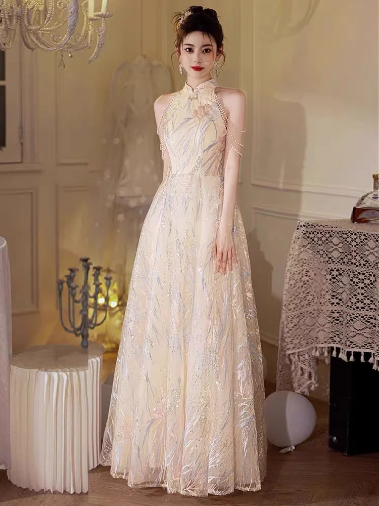 

Ele Hanging Ne Evening Gown Women's Luxury mat Student Art Exam Host New Year's Ball High End Wedding Dr Skirt
