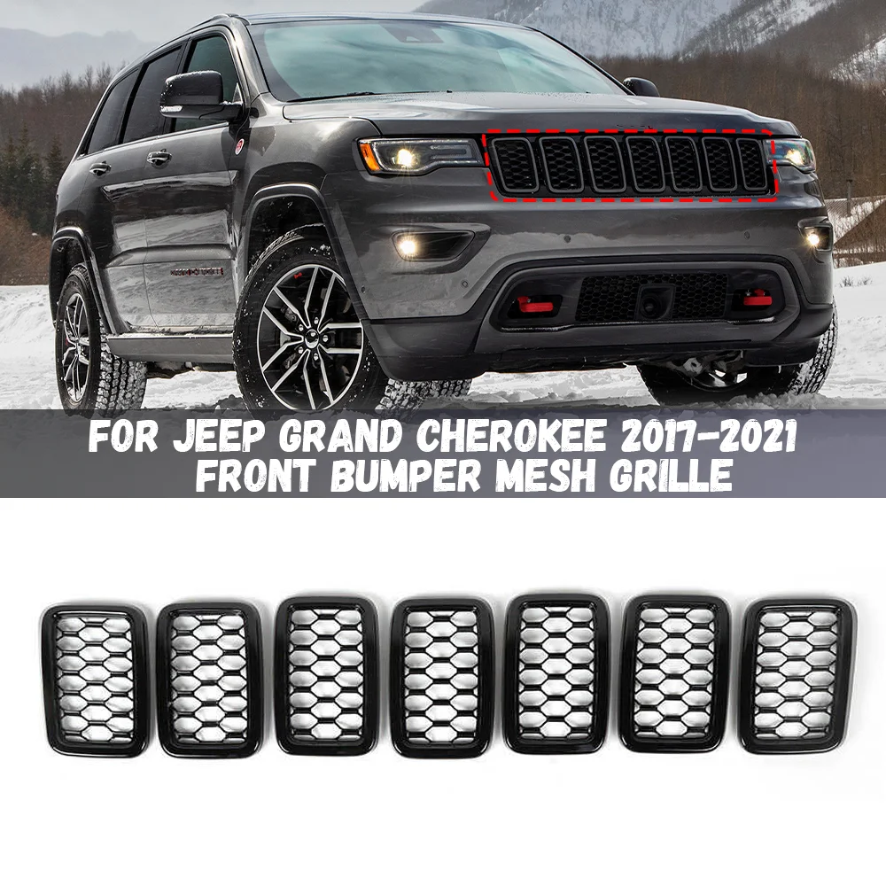 

Для Jeep Grand Cherokee 2017 2018 2019 2020 2021, передняя решетка автомобиля, сотовая сетка, гоночная передняя решетка, вставки, накладка