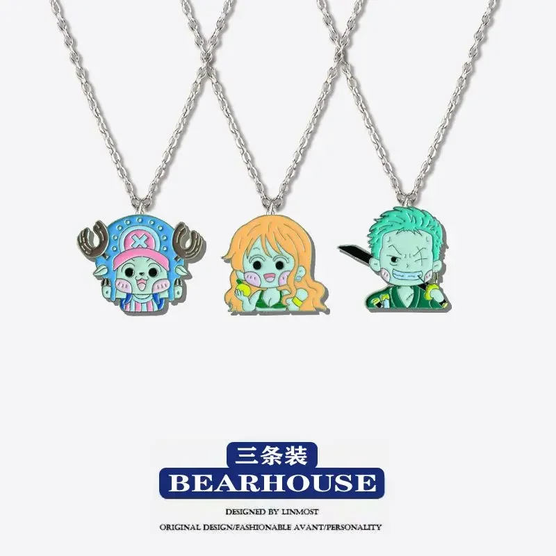 Anime One Piece Cartoon Road Flying Sauron Alloy Necklace Pendant Student Couple Best Friend Keychain Gift Accessories