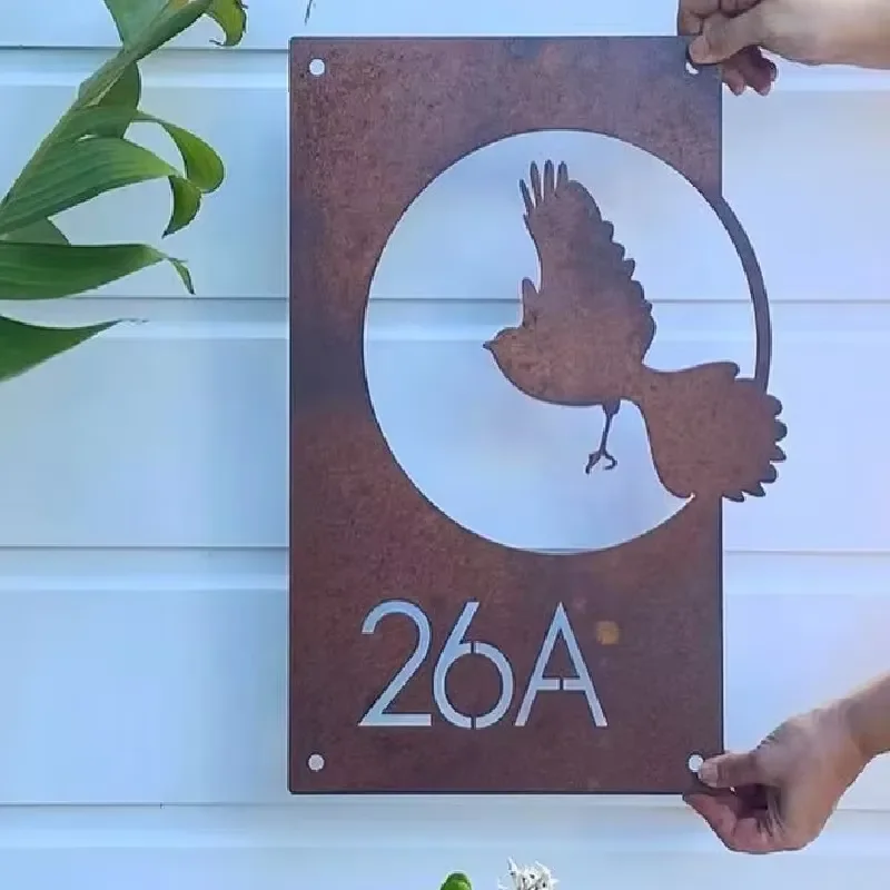 Metal House Number Door Sign Eco-Friendly Water Resistant for Hotel Apartment Villa Outdoor Commercial Spaces