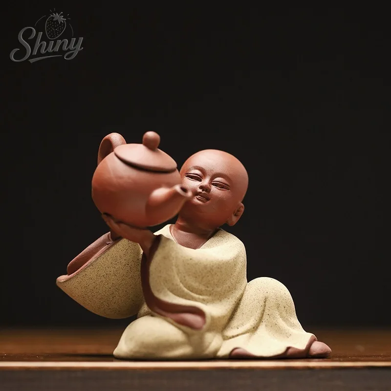 

Purple Sand Small Monk Tea Pet Tea Toys Can Be Raised Tea Tray Accessories Zen Ornaments Small Shamisen Desktop Ornaments