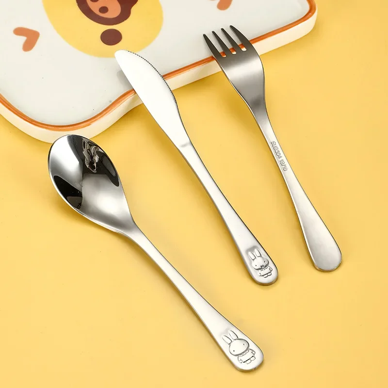 Kawaii Miffy Stainless Steel Household I Spoon Dessert Cake Fork Fruit Fork Children's Tableware Boy and Girl Toy Gifts