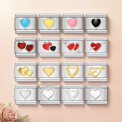 Love Heart Fashion Y2k Romantic Gift Italian Charm Fit 9mm Stainless Steel Italian Bracelet Beads DIY Making Jewelry For Women