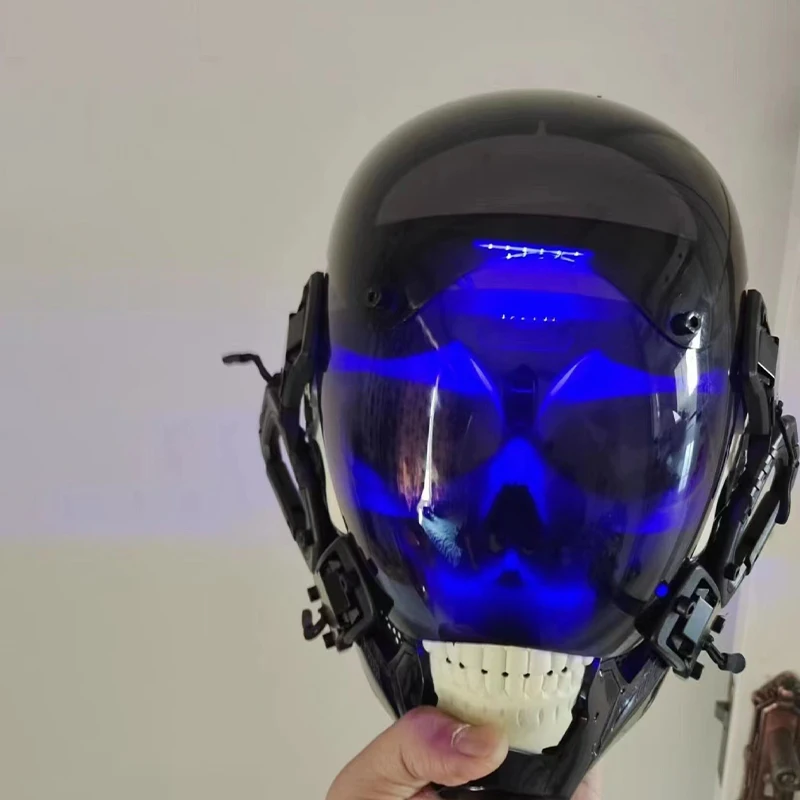 Led Cyberpunk Helm Gezichtsmasker Ritme Technologie Comic Display Cosplay Gloeiend Gezichtsveranderend Cool Masker Schietrekwisieten Decoratie