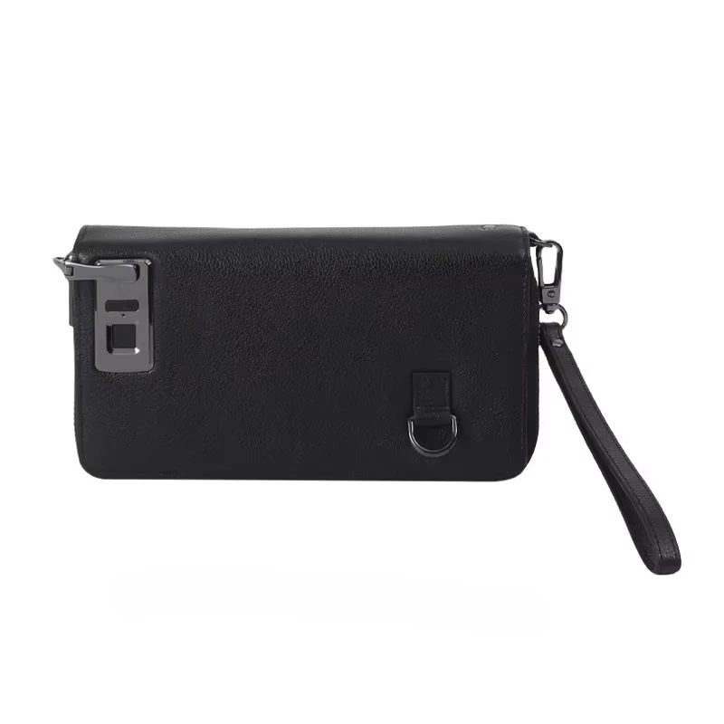 JINLI  Fingerprint Lock Anti-Theft Leather Clutch Bag Portable Man Handbag Wallet
