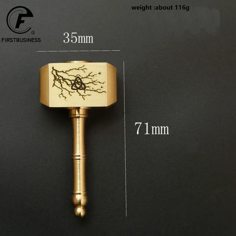 Solid Brass Thor Hammer Ornament Head 360 Degrees Rotatable Handtool Miniature Assembled Finger Spinner Figurines Men Gifts