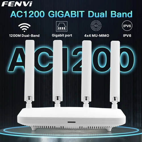 FENVI AC1200 enrutador WiFi de doble banda 2,4G/5,8 GHz Gigabit Lan enrutador inalámbrico MIMO-OFDMA WPA3 4 antenas enrutador inteligente de señal fuerte