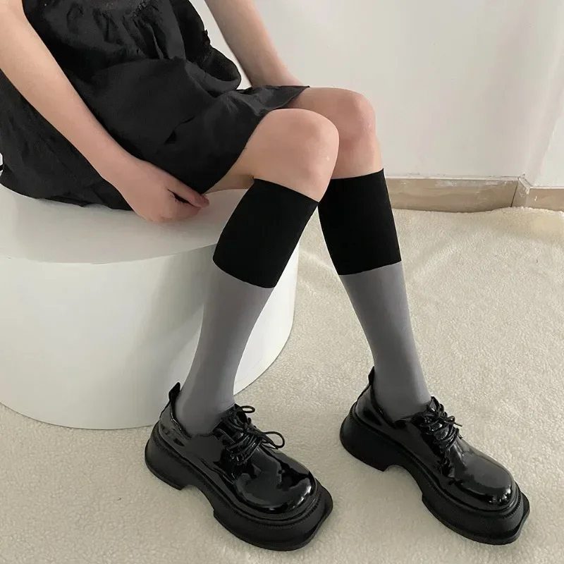 

Breathable Women Stockings Color Matching Nylon Long Socks Velvet Thin Stockings Girls Knee Sock Stocking JK Japanese Style New