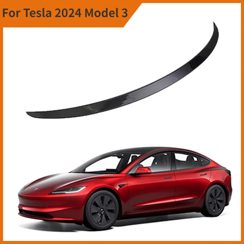 

Suitable for Tesla 2024 Model 3 Car Tail Wing Original New ABS Carbon Fiber Patterned Spoiler Exterior Modification Accessories