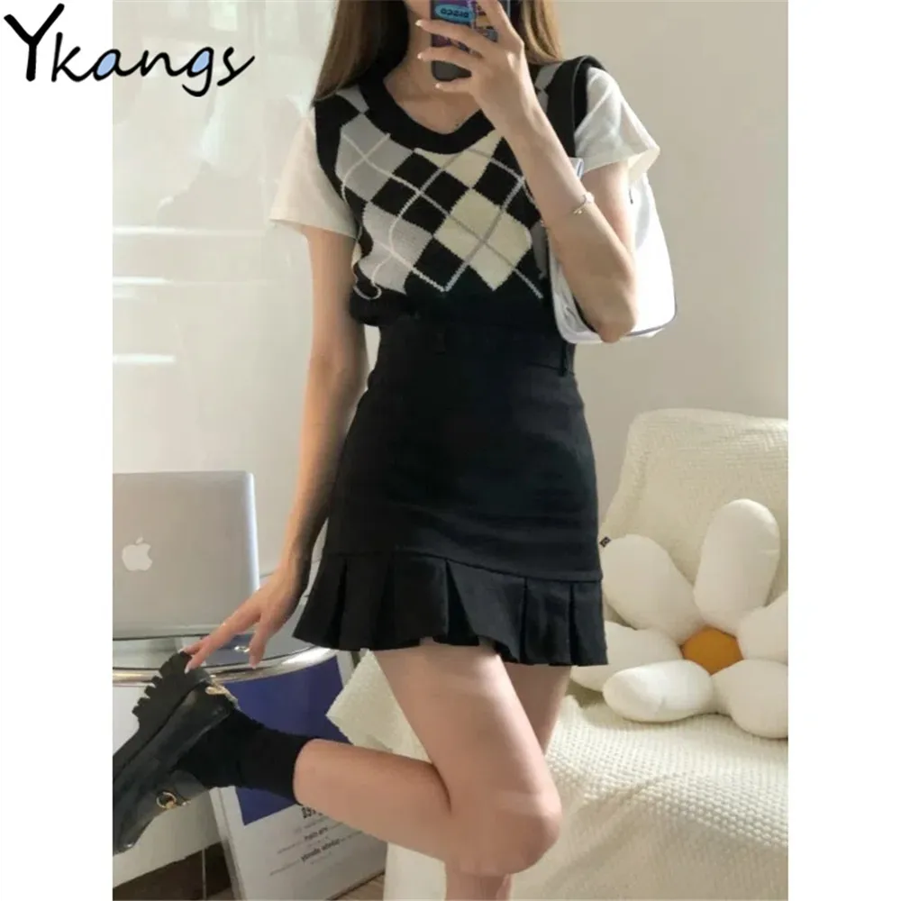 

Korean Fashion Ruffle Pleated Mini Hip Skirt Women Cute Casual Preppy Style High Waist Solid A-Line Short Skirt For Girls Autumn