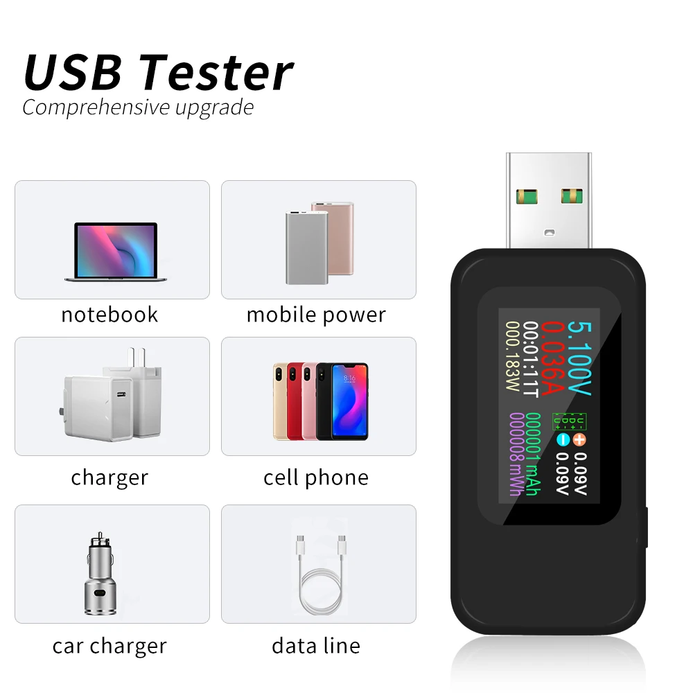 10 in 1 Color USB Tester DC Digital Voltmeter Amperimetro Current Voltage Meter Amp Volt Ammeter Detector Power Bank Charger