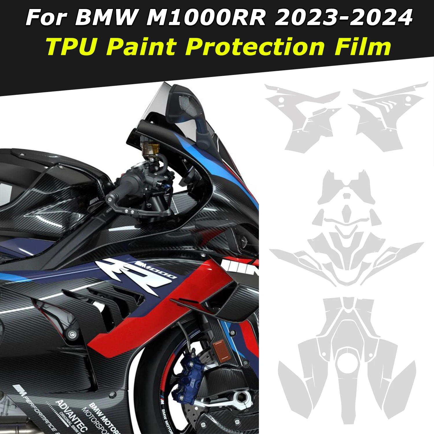 TPU Paint Protection Film For BMW M1000RR M 1000RR M1000 RR 2023-2024 PPF Transparent Body Sticker Kit Accessories Anti-Scratch
