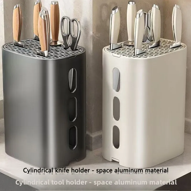 

Космический алюминиевый держатель для ножей, кухонная многофункциональная столешница, подставка для овощных ножей, один инструмент для хранения ножей Ra