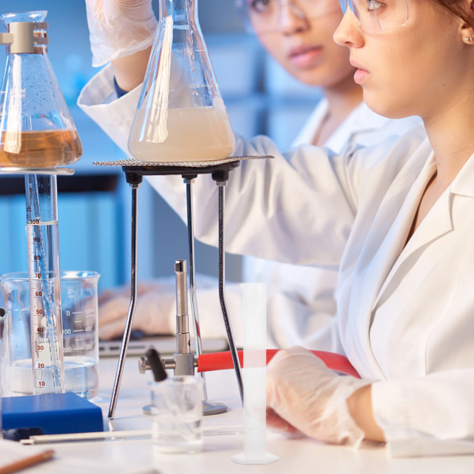 Plastic Measuring Cylinder 100ml Graduated Durable Cylinder Laboratory Test Wide Stable Roll Resistant Accurate