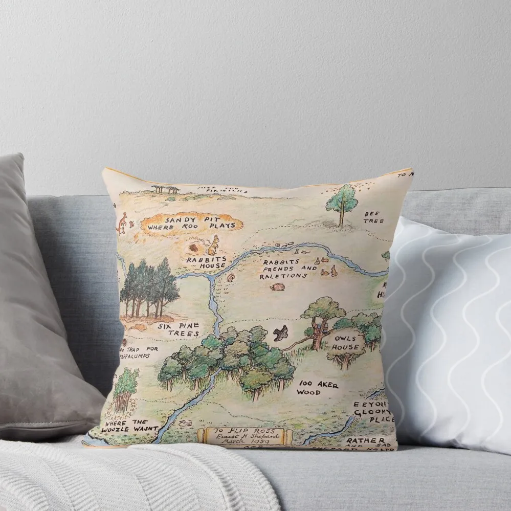 

100 Acre Wood map Throw Pillow Pillow Case christmas decorations 2024 Christmas Cushion For Home sleeping pillows Pillow