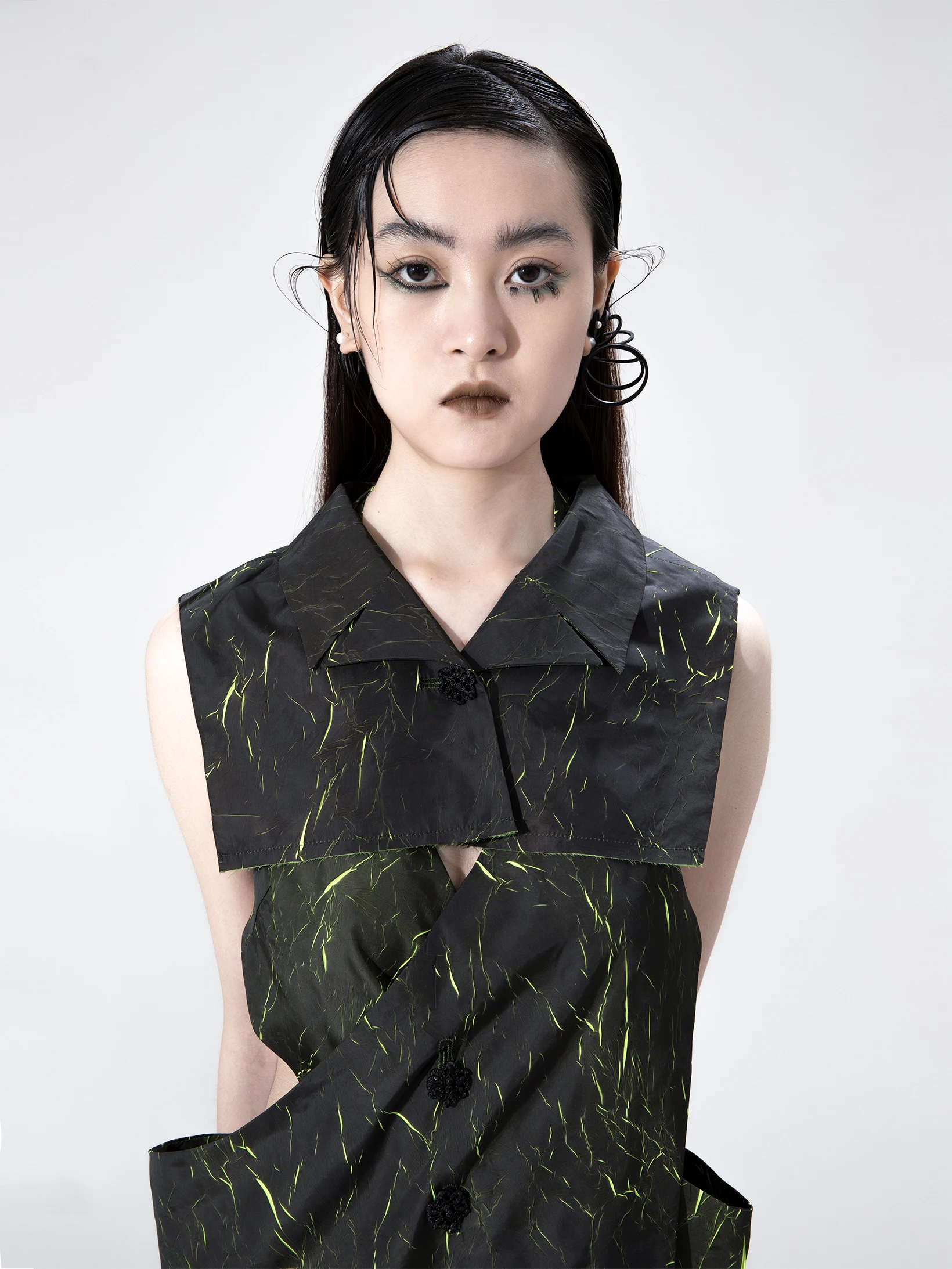 

Крутая одежда, оригинальный дизайн, воротник-стойка, квадратный воротник, декор, флуоресцентный, стильный, складной...