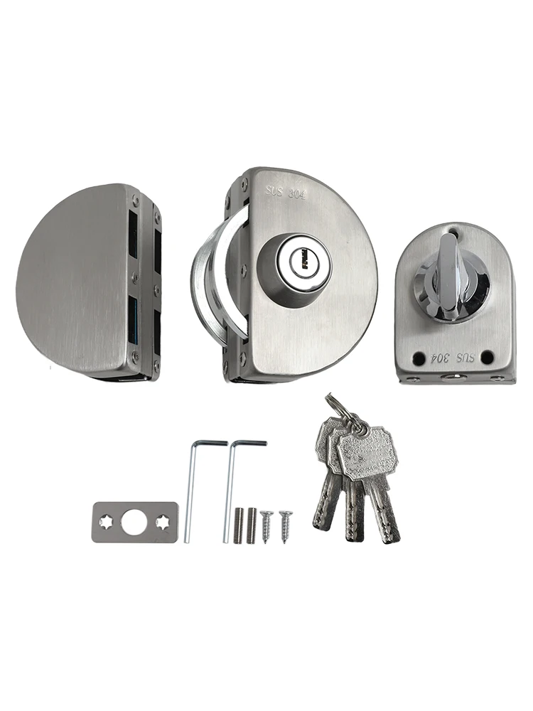 Sleek Modern Design of Stainless Steel Double Glass Door Locks Complete With a Reliable Ground Security Option