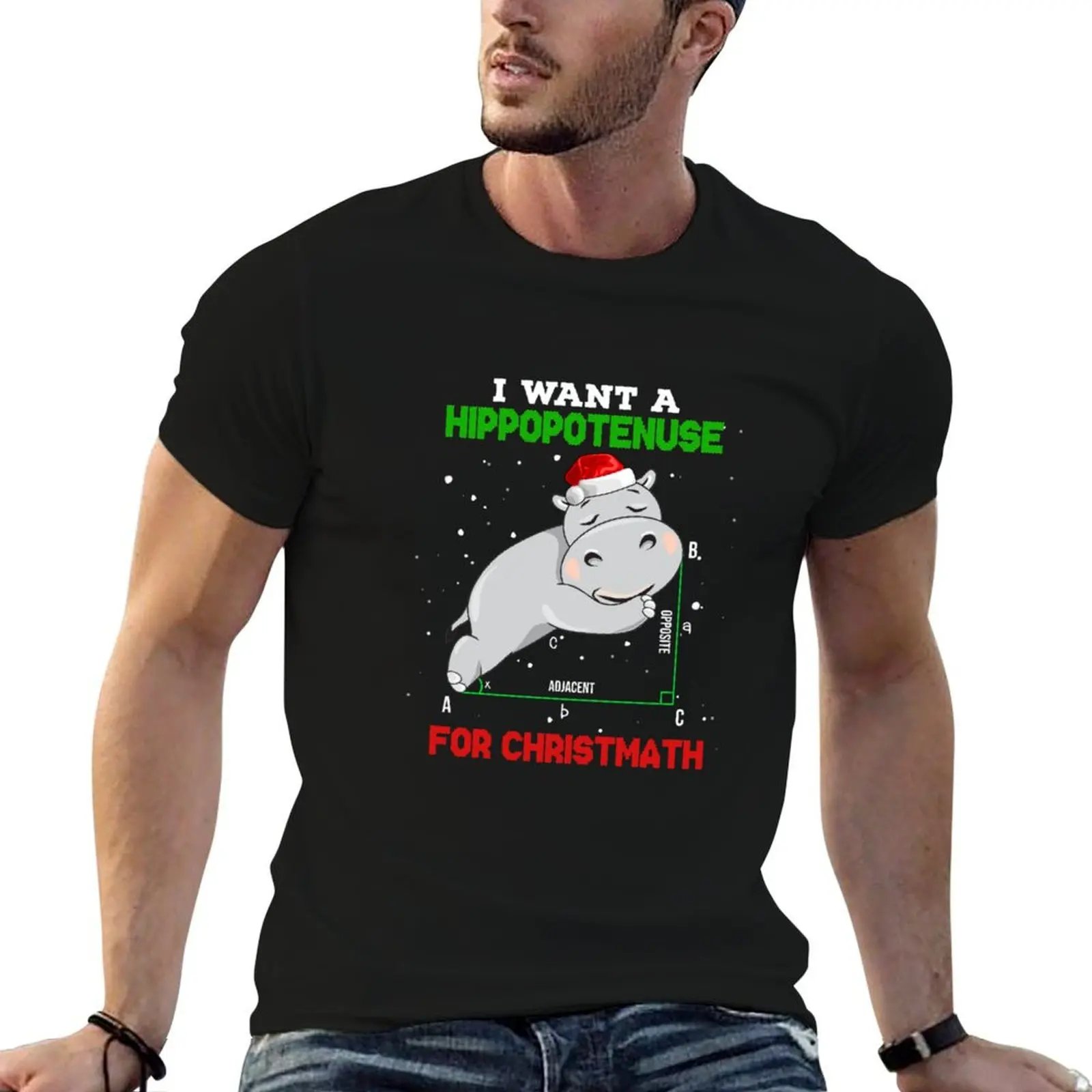 

Math Christmas Pajama I Want A Hippopotenuse For Christmath Lightweight Sweatshirt cheap stuff t shirts for men cotton