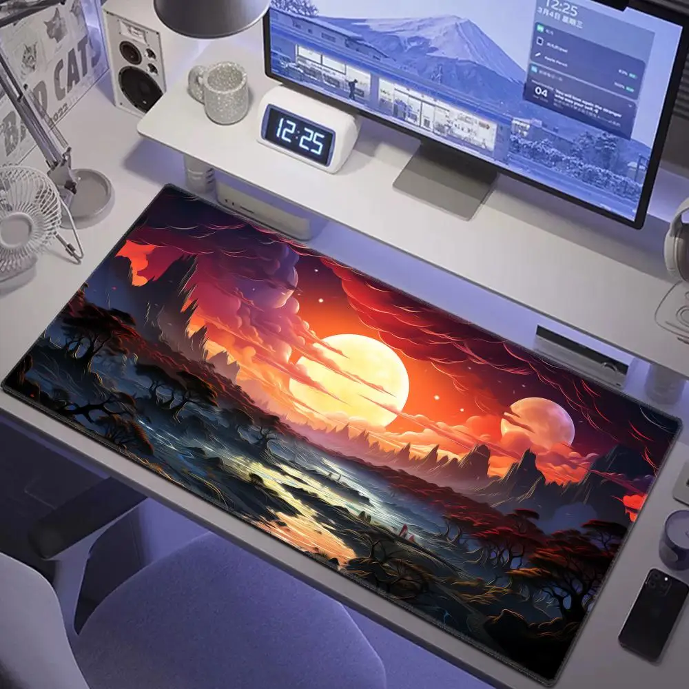 900x400mm HD Print Rubber Mouse pad landscape mountain sunset cartoon Mouse Pad XXL Extended Pad Mouse Computer Non-slip Carpet