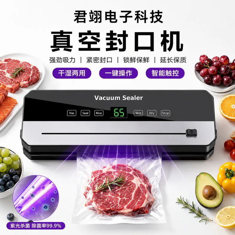 Automatic Vacuum Sealer Machine Home Food Storage Saver System Dry Wet Mode Smart Touch Control Freshness Preservation Packaging