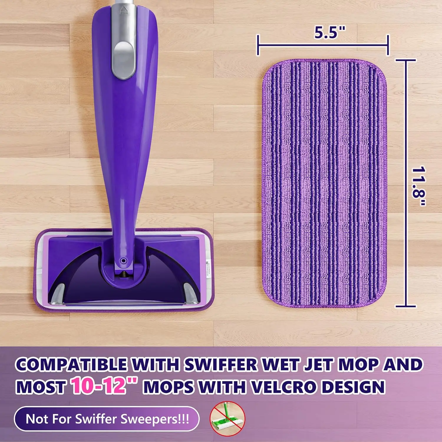 Microfiber Mop Pads for Swiffer Wet Jet, Mop Cloth Pad for Flash Powermop, Flash Mop Dry Wet Mop Head, Cleaning Tool Accessories