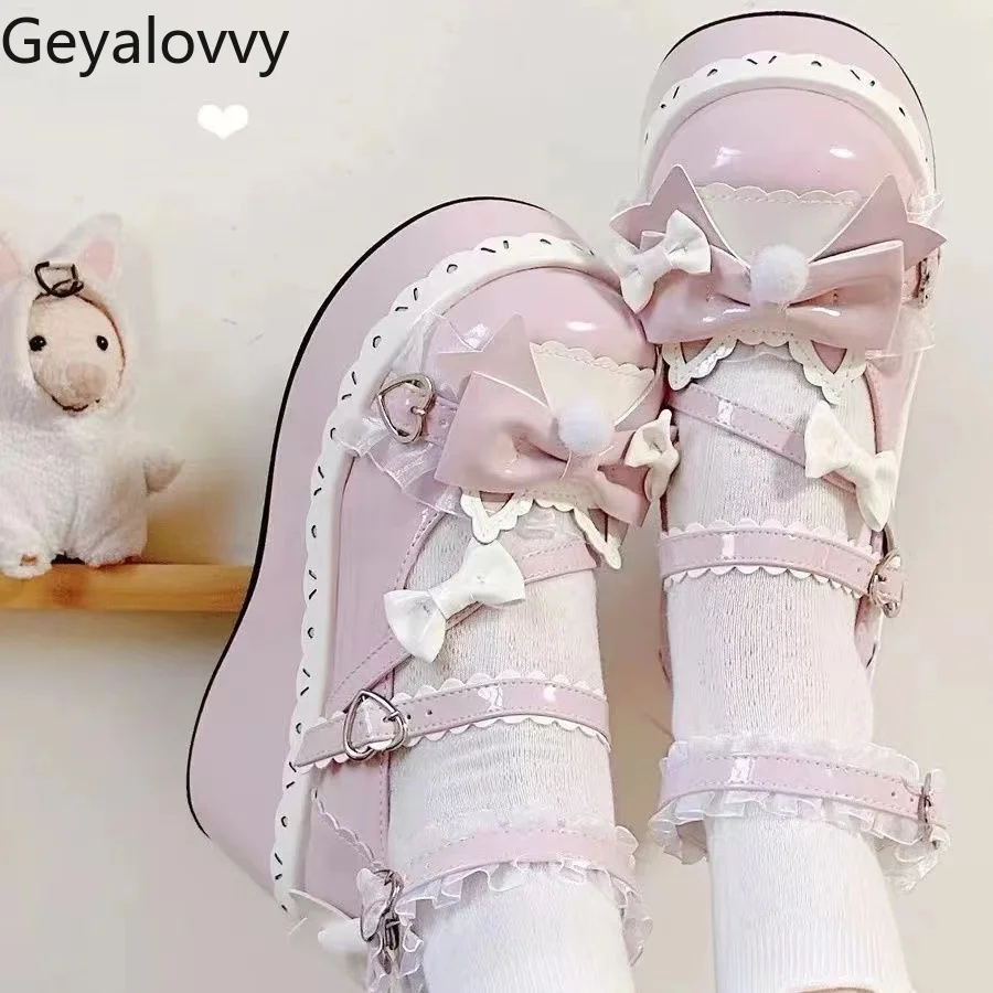 

Small Leather Shoes Lolita Shoes Women's Japanese Girl Jk Spring New Platform Bow Mary Jane Pumps for Lady Spring Autumn
