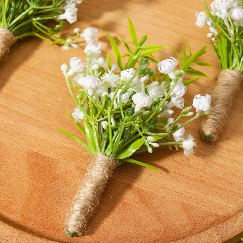 6 pezzi fatti a mano sposo e Groomsmen Boutonniere corpetto con spilla per decorazioni per feste di ballo di fine anno cena accessori per matrimoni