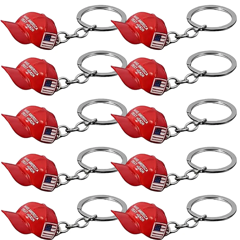 Red Hat Trump Keychain Freedom Make America Great Again Key Ring Fashion Nation Key Holder for Men Women Drip Glaze Accessories