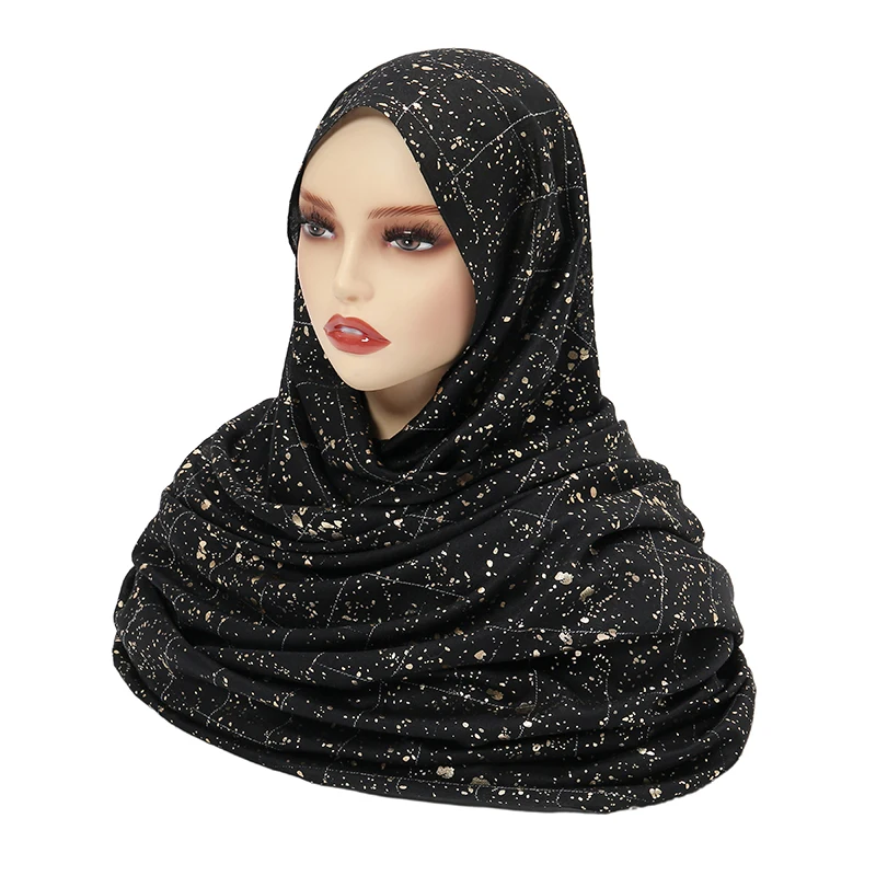 New Gold Glitter Shimmer Cotton Hijab Scarf Women Islam Scarf Muslim Women Crinkle Scarves Headscarf Wraps Ramadan Abaya Turbans