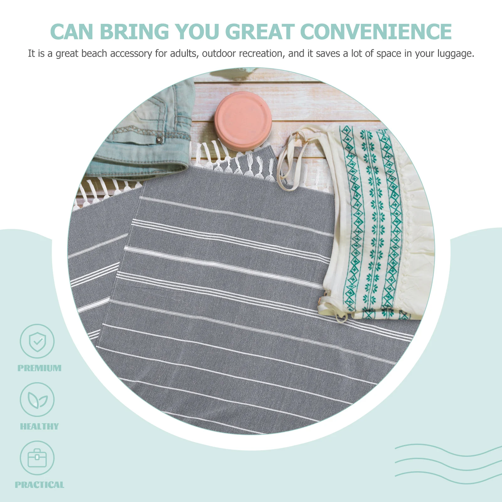 

Turkish Style Bath Towel Stripe Pattern Beach Shawl Lady Tippet Lightweight Quick Drying Water Absorption Comfortable Outdoor