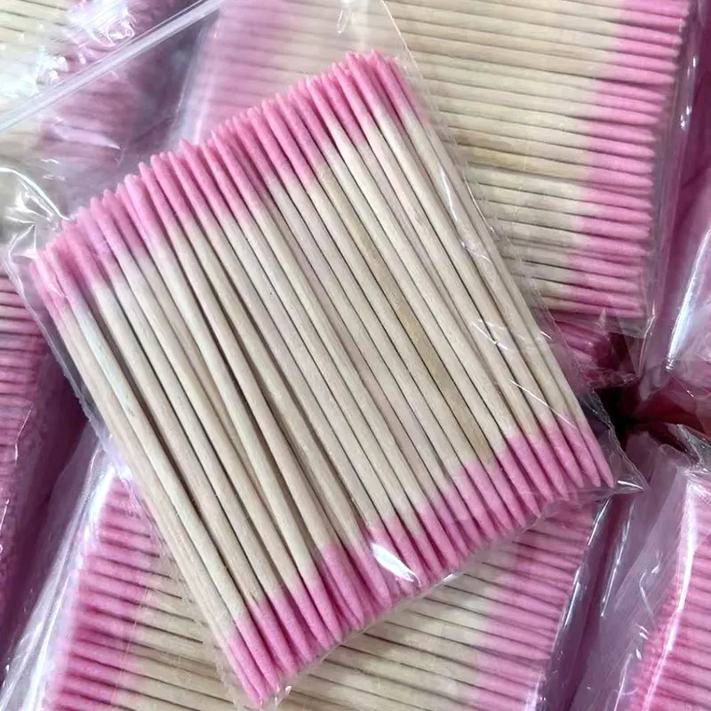 500-100 قطعة الوردي مزدوجة رئيس الأظافر أعواد خشبية أعواد نظيفة 7 سنتيمتر البرتقال الخشب العصي أعواد قطنية مزيل طلاء الأظافر أداة نظيفة