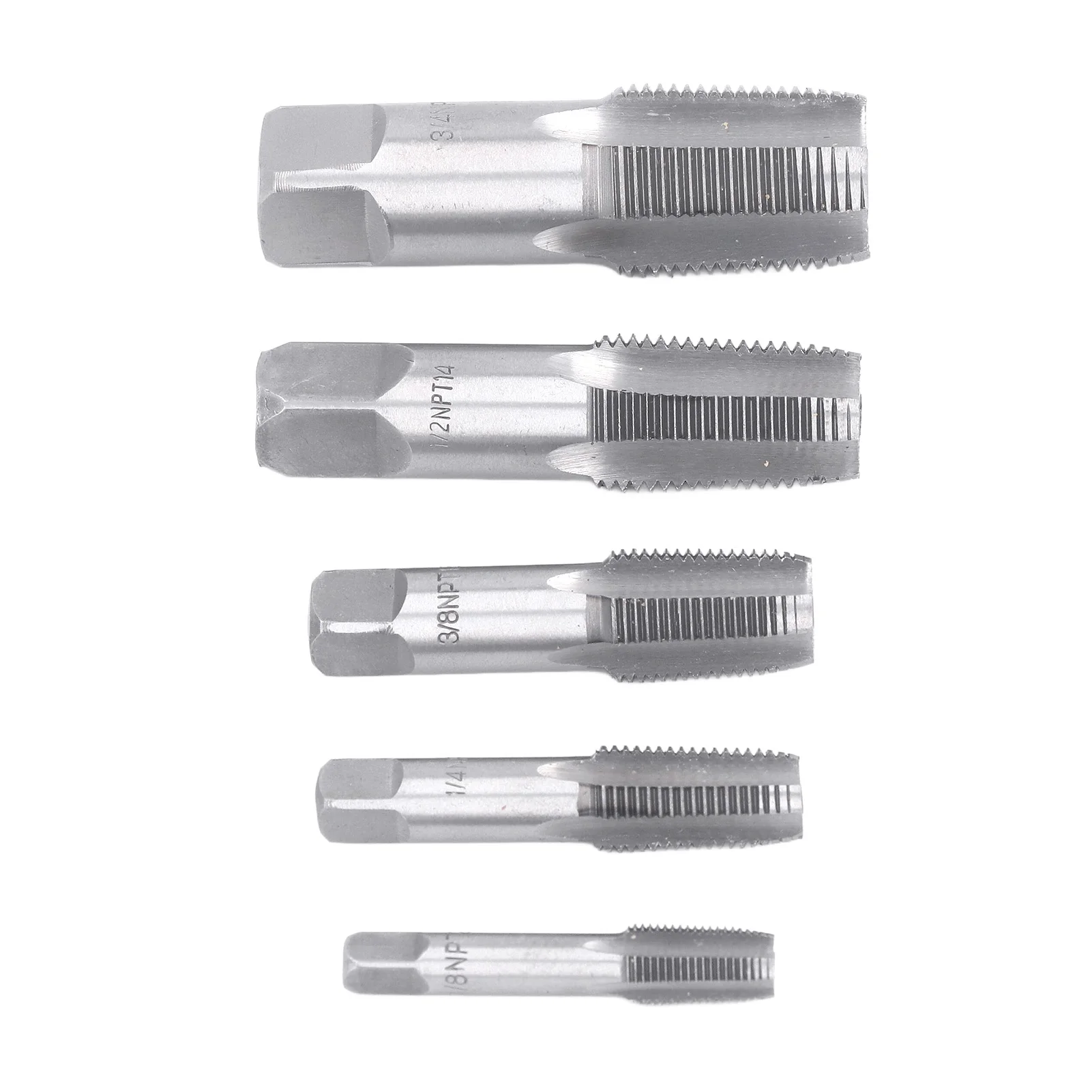 NPT Thread Forming Tap Sizes Included 3/4 1/2 3/8 1/4 1/8inch  5 Piece NPT Pipe Tap Set for Pipes Cleaning