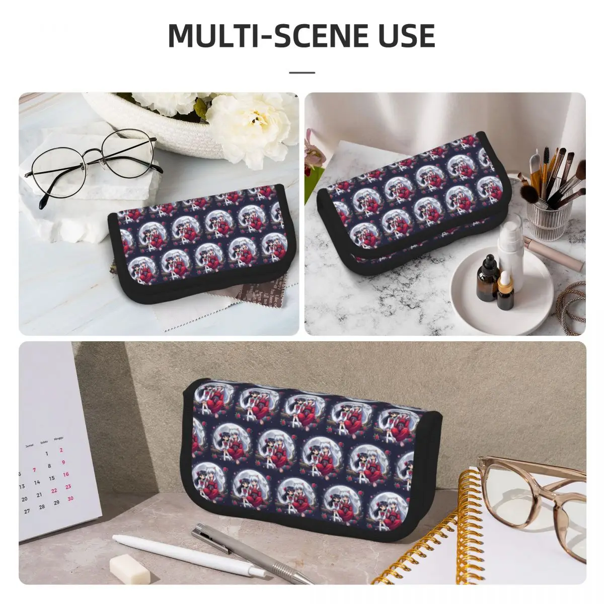 Manga Kimono Inuyasha Sesshomaru Pencil Cases School Pen Box Pencil Bag Big Capacity Pencil Pouch Storage Stationery Supplies view 5