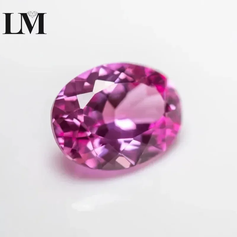 Lab Grown Sapphire Oval Shape Pink Color Charms Gemstone For Diy Jewelry Making Pendant Material Selectable AGL Certificate
