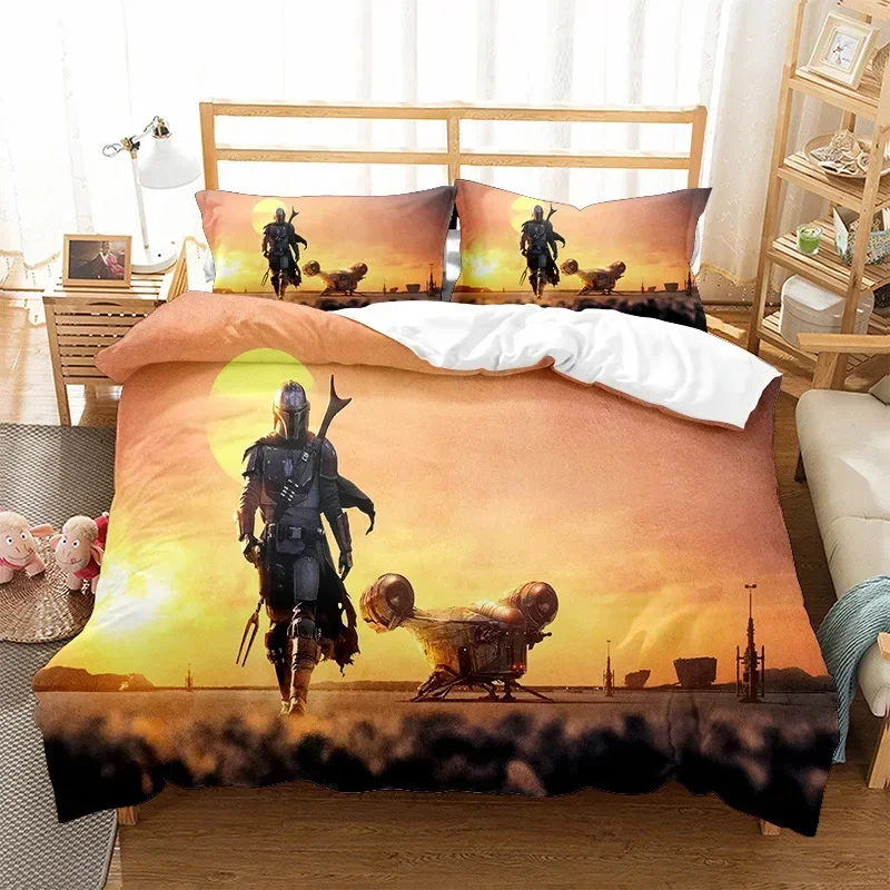 Stars Wars Anime Movies Peripheral Yoda Bedding Sets Duvet Cover Sets Duvet Cover Pillowcase Kawaii Children Boy Birthday Gifts