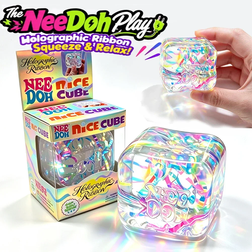 New NEEDOH Holographic Ribbon Squeeze Sensory Colorful Knead Stretch Anxiety Relief ADHD Fidget Leisure Adult Gift*