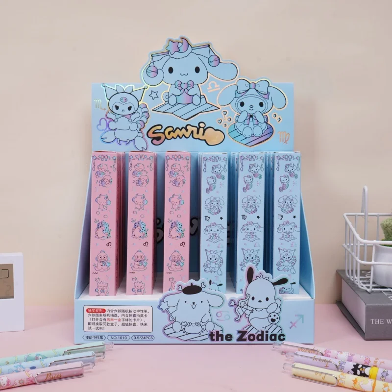 

24pcs/lot Sanrio Kitty Hangyodon Press Gel Pen Cute Pochacco 0.5mm Black Ink Neutral Pens Promotional Gift Office School Supply